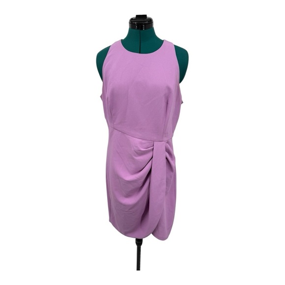 Black Halo Lilac Brett Drape Mini Dress Sleeveless Crepe in Lilac - Picture 4 of 9